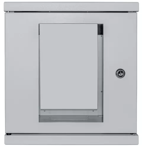 Intellinet Network Cabinet, Wall Mount (Standard), 6U, Usable Depth 265mm/Width 239mm, Grey, Assembled, Max 60kg, Metal & Glass Door, Back Panel, Removeable Sides, Suitable also for use on desk or floor, 10",Parts for wall install (eg screws/rawl plugs) n