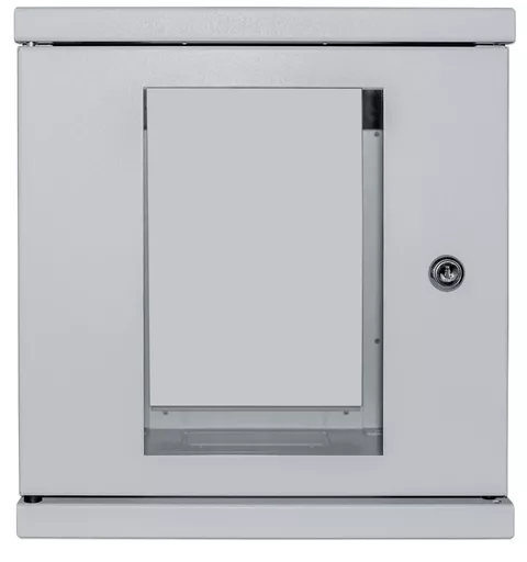 Intellinet Network Cabinet, Wall Mount (Standard), 6U, Usable Depth 265mm/Width 239mm, Grey, Assembled, Max 60kg, Metal & Glass Door, Back Panel, Removeable Sides, Suitable also for use on desk or floor, 10",Parts for wall install (eg screws/rawl plugs) n