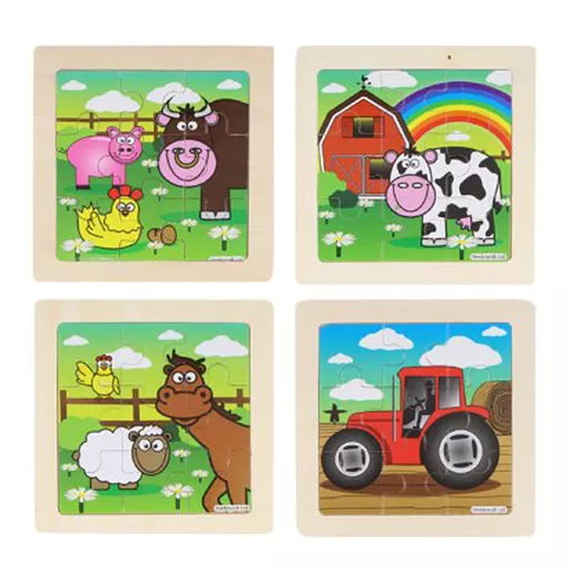 Wooden Puzzle - Farm- Box of 48