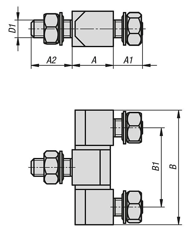 Hinge With Fastening Nut. 13x39mm. M6 Thread. Steel.