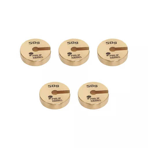 Philip Harris Spare Slotted Masses, Brass - 50g - Pack of 5