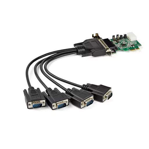 StarTech.com 4-port PCI Express RS232 Serial Adapter Card - PCIe RS232 Serial Host Controller Card - PCIe to Serial DB9 - 16950 UART - Low Profile Expansion Card - Windows/Linux