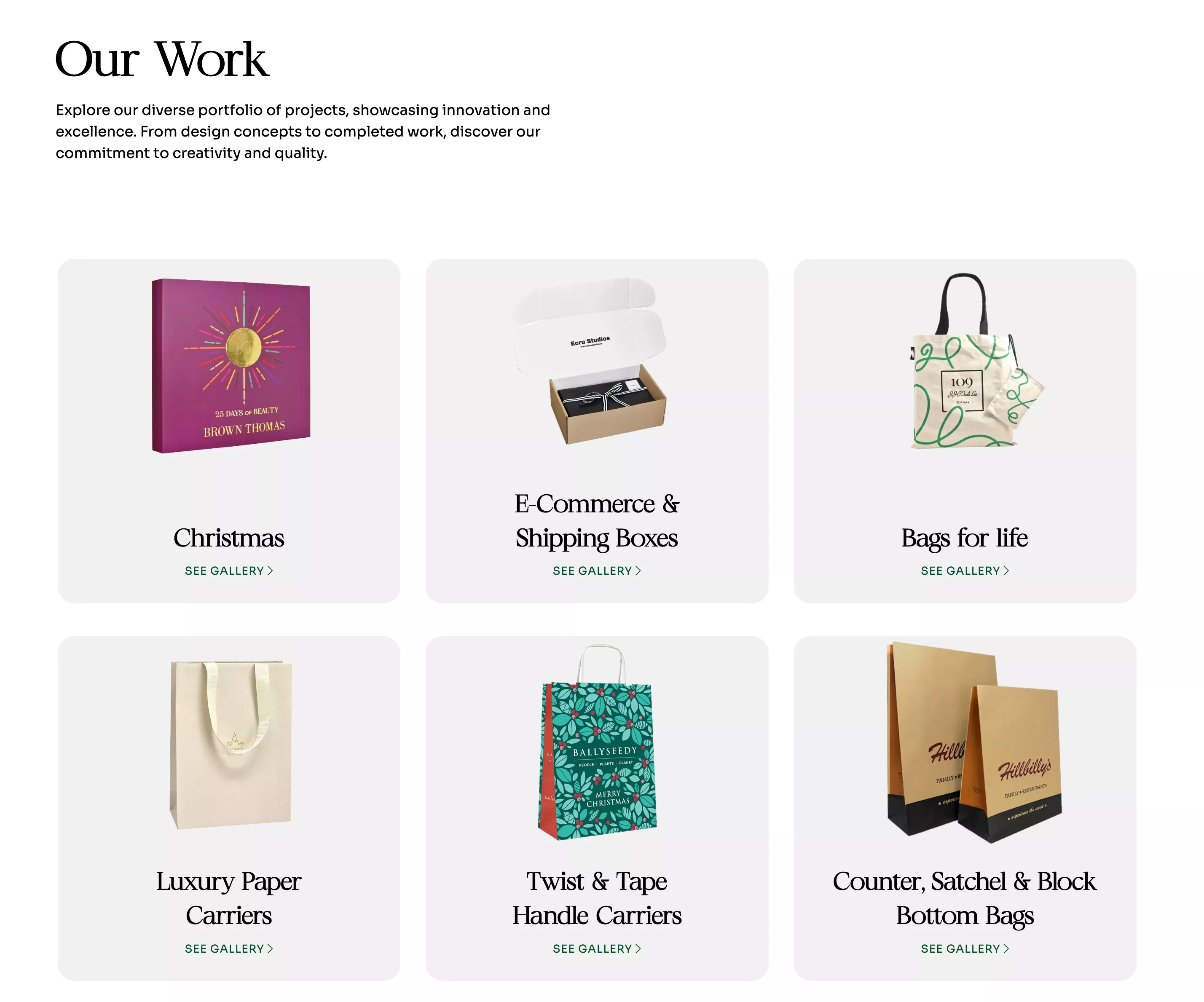 Screenshot of the JJ O'Toole website gallery page