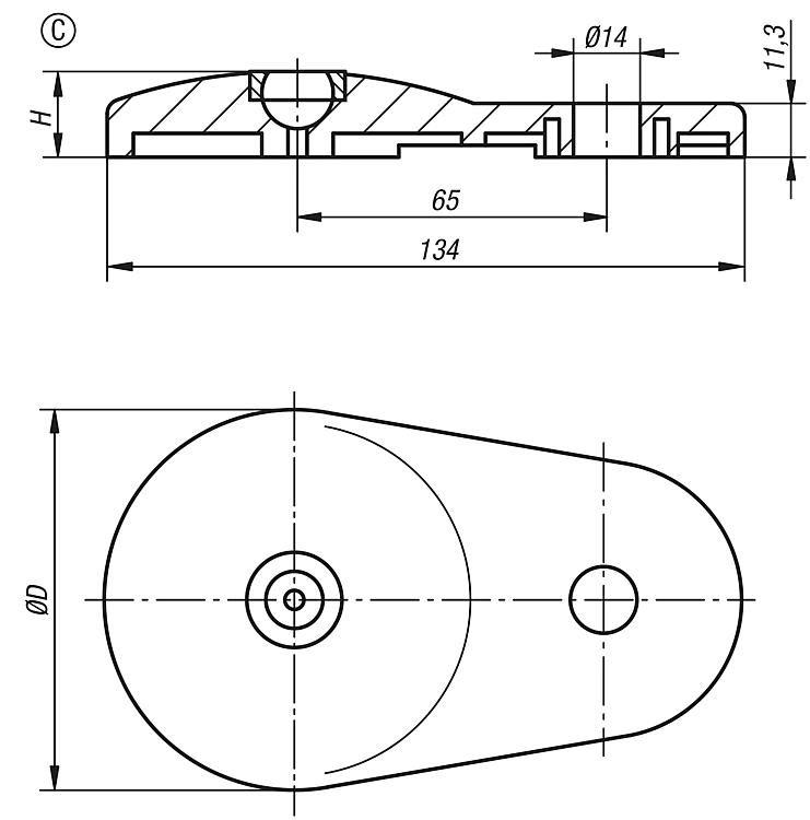 Swivel Plate. 80mm Diameter. Compatible With Spindle K0421. Zinc.