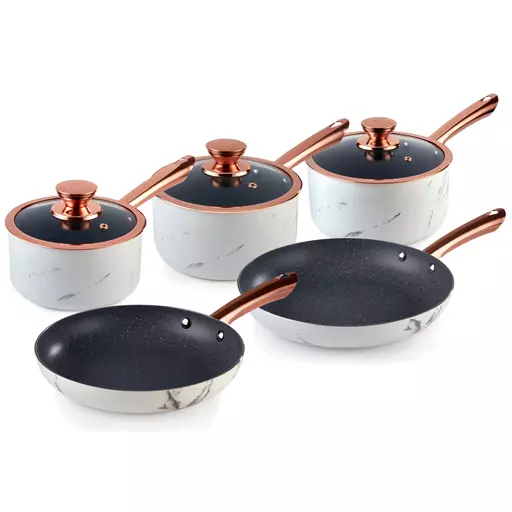 Marble Rose Gold 5 Piece Pan Set