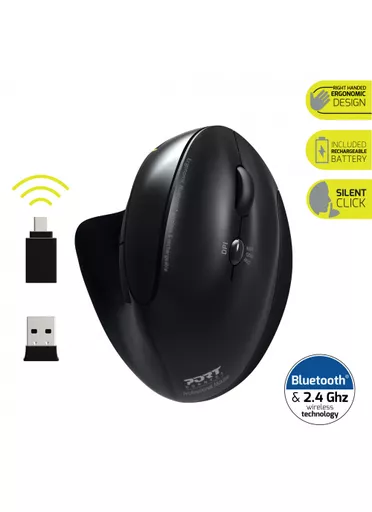 Port Designs 900706-BT mouse Office Right-hand RF Wireless + Bluetooth Optical 1600 DPI