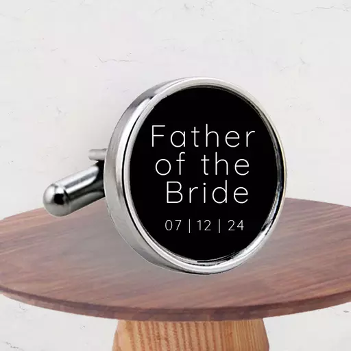 Personalised round Father of the bride Cufflinks – custom gift with name & initials.jpg