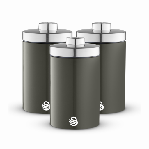 Swan Graphite Townhouse Set Of 3 Canisters