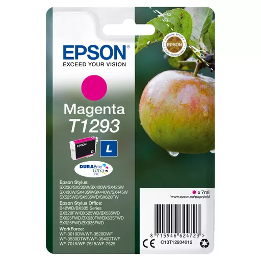 Epson C13T12934012/T1293 Ink cartridge magenta, 330 pages ISO/IEC 19752 7ml for Epson Stylus BX 320/SX 235 W/SX 420/SX 525/WF 3500