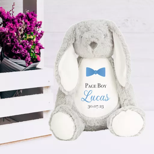 Bunny Rabbit Plush Soft Toy with Blue Page Boy Design