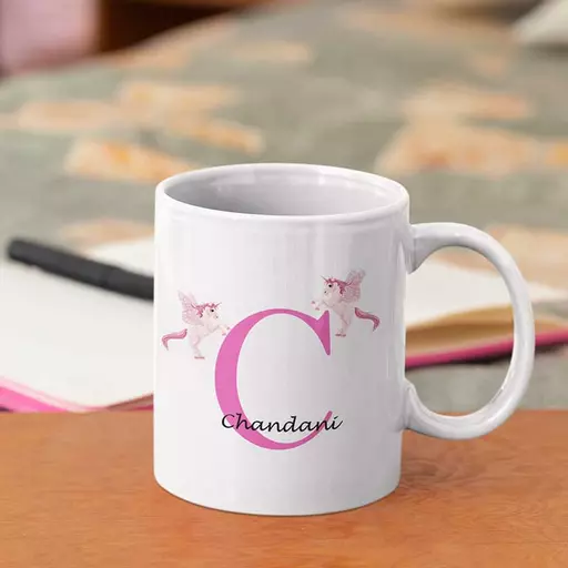 Personalised unicorn name and initial C mug - perfect for birthday, wedding, or keepsake gifts