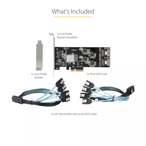 StarTech.com 8 Port SATA PCIe Card - PCI Express 6Gbps SATA Expansion Adapter Card with 4 Host Controllers - SATA PCIe Controller Card - PCI-e x4 Gen 2 to SATA III - SATA HDD/SSD