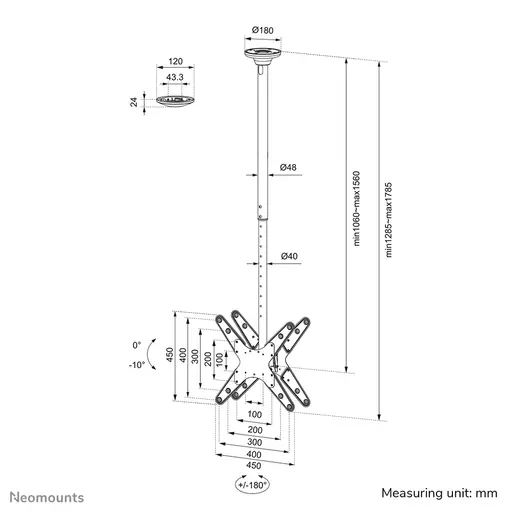 Neomounts TV/monitor ceiling mount