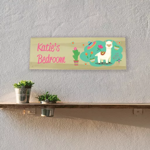 Llama Bedroom Wooden Sign