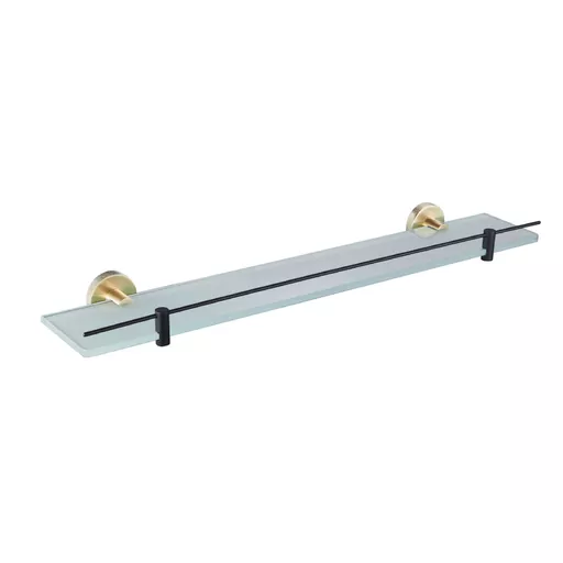 Catania Glass Shelf in Matt Black/Brushed Brass