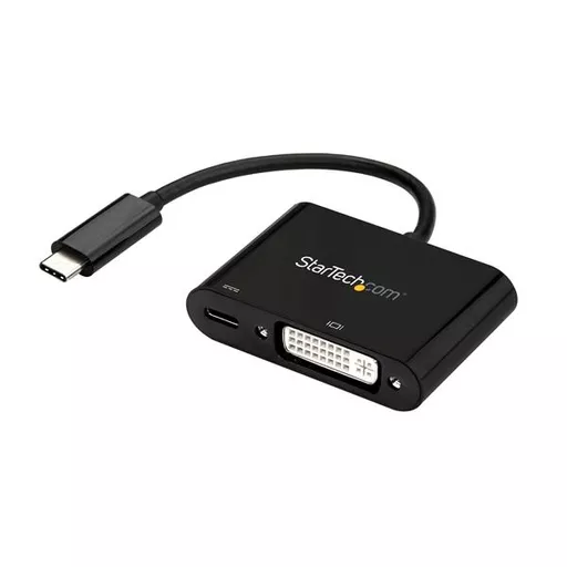 StarTech.com USB C to DVI Adapter with Power Delivery - 1080p USB Type-C to DVI-D Single Link Video Display Converter w/ Charging - 60W PD Pass-Through - Thunderbolt 3 Compatible - Black