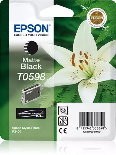 Epson C13T05984010/T0598 Ink cartridge black matt, 520 pages 13ml for Epson Stylus Photo R 2400