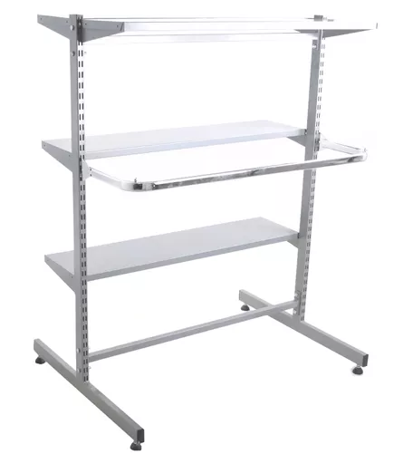 1000mm Wide Silver Gondola Bundle - 4 Silver Shelves And One D Rail