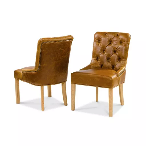 Bianco Leather & Harris Tweed Dining Chair