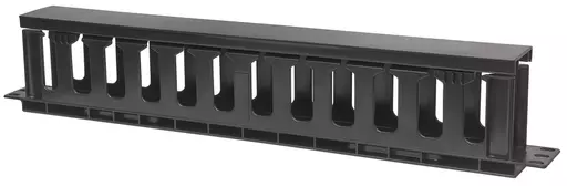 Intellinet 19" Cable Management Panel, 19" Rackmount Cable Manager, 1U, with Cover, Black