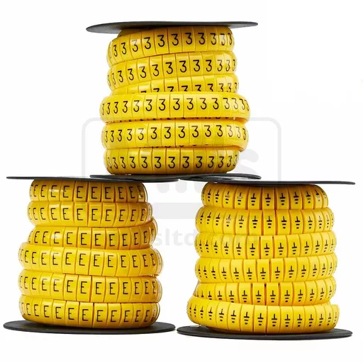 K-Type Marker Black on Yellow Reel of 500 - Symbols