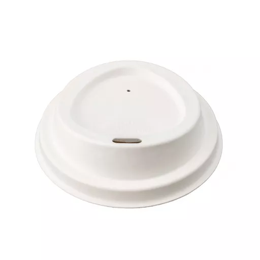 8OZ BAGASSE LIFT-LOCK DOMED LIDS WHITE - (1X1000)