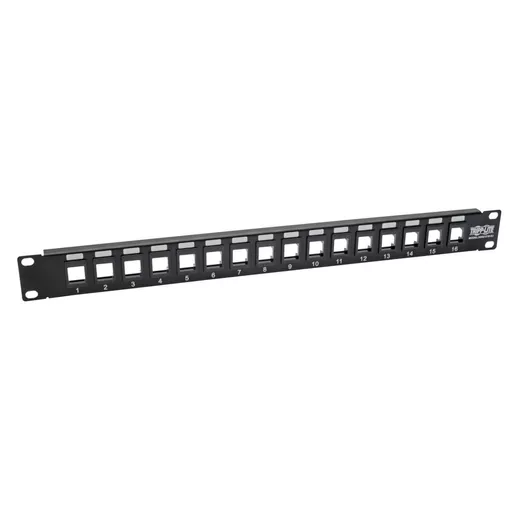 Tripp Lite N062-016-KJ 16-Port 1U Rack-Mount Unshielded Blank Keystone/Multimedia Patch Panel, RJ45 Ethernet, USB, HDMI, Cat5e/6