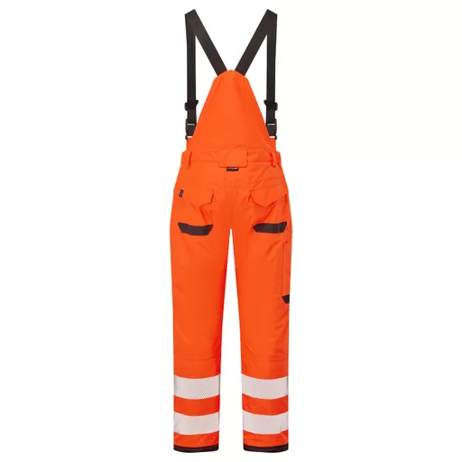 SYS810-ON-System-Hi-Vis-Eco-Orange-Navy-Thermal-Waterproof-Trouser-with-Shoulder-Straps-Back With Segmented Tape.png