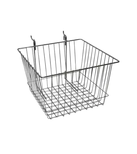 Chrome Wire Basket for Slatwall & Gridwall - 30cm x 30cm x 20cm