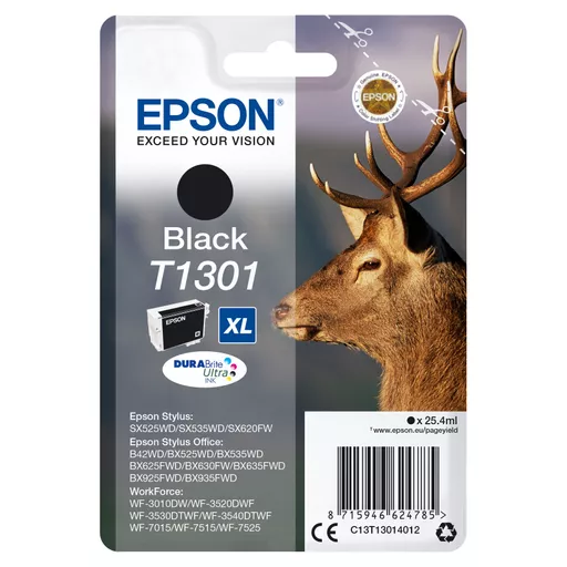 Epson C13T13014012/T1301 Ink cartridge black XL, 945 pages 25,4ml for Epson Stylus SX 525/WF 3500