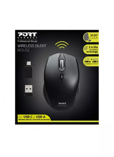 Port Designs 900713 mouse Office Ambidextrous RF Wireless + USB Type-C 1600 DPI