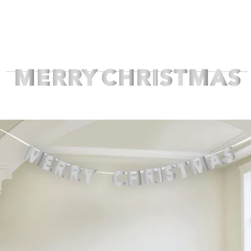 Silver Merry Christmas Letter Banner