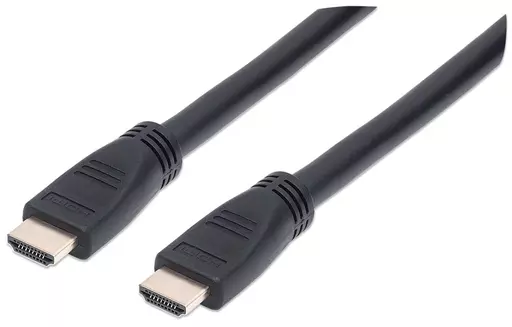 Manhattan HDMI Cable with Ethernet (CL3 rated, suitable for In-Wall use), 4K@60Hz (Premium High Speed), 10m, Male to Male, Black, Ultra HD 4k x 2k, In-Wall rated, Fully Shielded, Gold Plated Contacts, Lifetime Warranty, Polybag