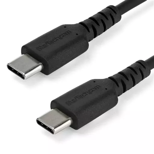 StarTech.com 1m USB C Charging Cable - Durable Fast Charge & Sync USB 2.0 Type C to USB C Laptop Charger Cord - TPE Jacket Aramid Fiber M/M 60W Black - Samsung S10 S20 iPad Pro MS Surface