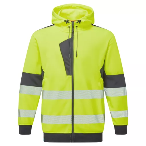 System Hi-Vis Eco Zip Thru Yellow Hoodie