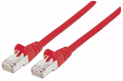 Intellinet Network Patch Cable, Cat7 Cable/Cat6A Plugs, 1m, Red, Copper, S/FTP, LSOH / LSZH, PVC, RJ45, Gold Plated Contacts, Snagless, Booted, Lifetime Warranty, Polybag