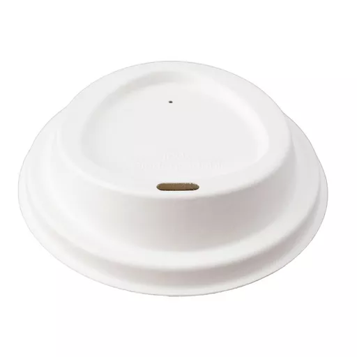 12/16OZ BAGASSE SIP THROUGH DOMED LIDS WHITE - (1X1000)
