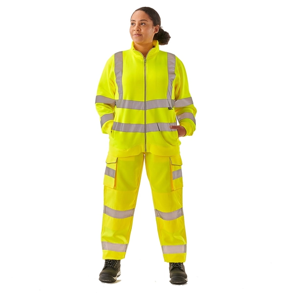 Picture of Supertouch Ladies Hi Vis Yellow Eshaal Zipped Sweatshirt