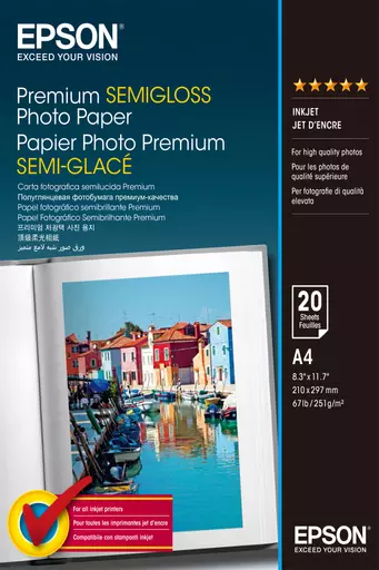 Epson Premium Semi-Gloss Photo Paper - A4 - 20 Sheets