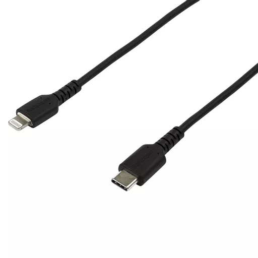 StarTech.com 6 foot (2m) Durable Black USB-C to Lightning Cable - Heavy Duty Rugged Aramid Fiber USB Type C to Lightning Charger/Sync Power Cord - Apple MFi Certified iPad/iPhone 12