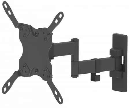 Manhattan TV & Monitor Mount, Wall, Full Motion, 1 screen, Screen Sizes: 13-42", Black, VESA 75x75 to 200x200, Max 20kg, Tilt & Swivel with 3 Pivots, Lifetime Warranty