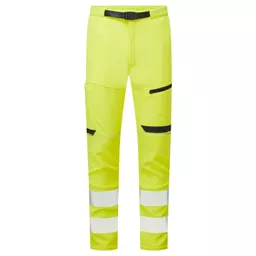 SYH-402-System-Hi-Vis-Yellow-Navy-Eco-Stretch-Softshell-Trousers-Front With Segmented Tape.png