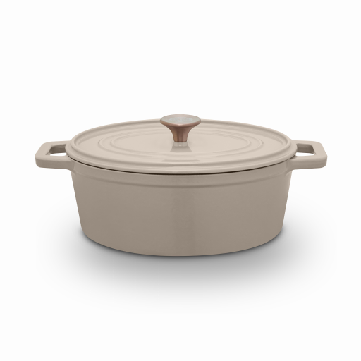 Nattura 29cm Cast Iron Oval Casserole BEIGE