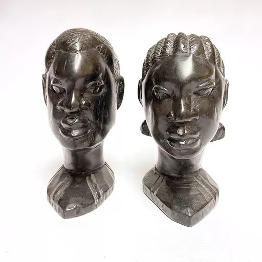 Pair of Carved African Heads