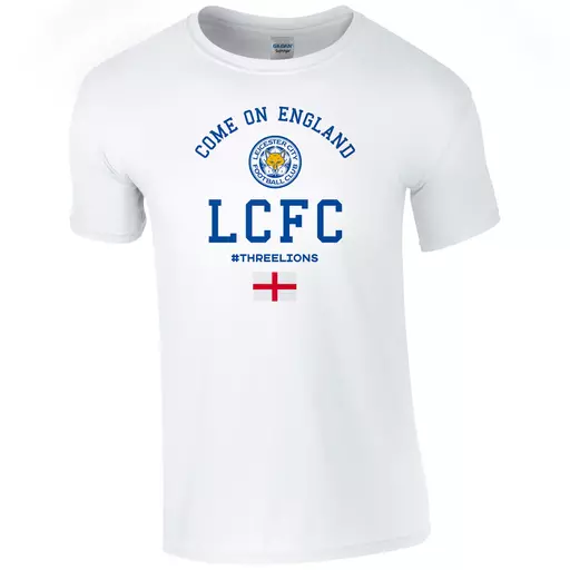 Leicester City FC Come On England Adult T-Shirt (White)