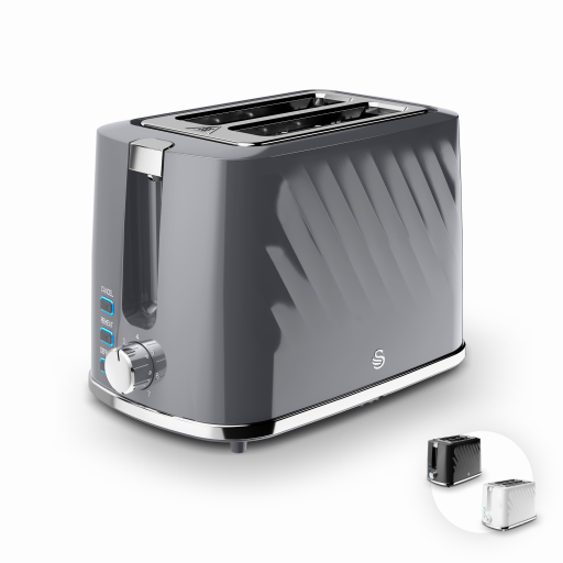 Swan Grey Windsor 2 Slice Textured Toaster
