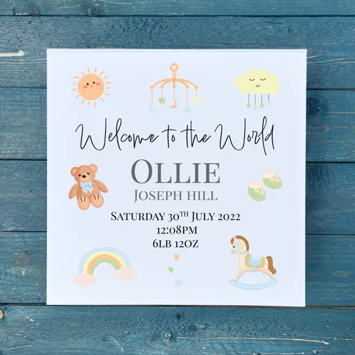 Personalised New Baby Boy Keepsake Memory Box