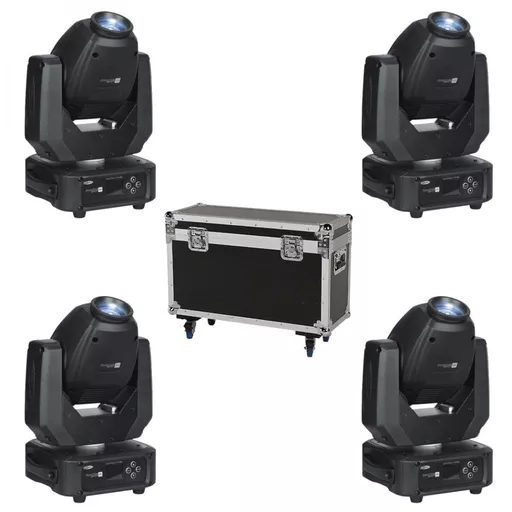 Showtec Phantom 65 Spot x4 with Flight Case Bundle