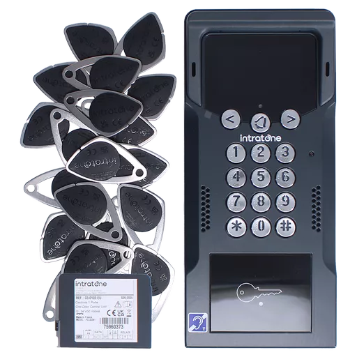 INTRATONE SC05 Only One Integrated Video, Keypad & Proximity Intercom 1- 10 Dwellings With 20 Fobs & 15 Years Data